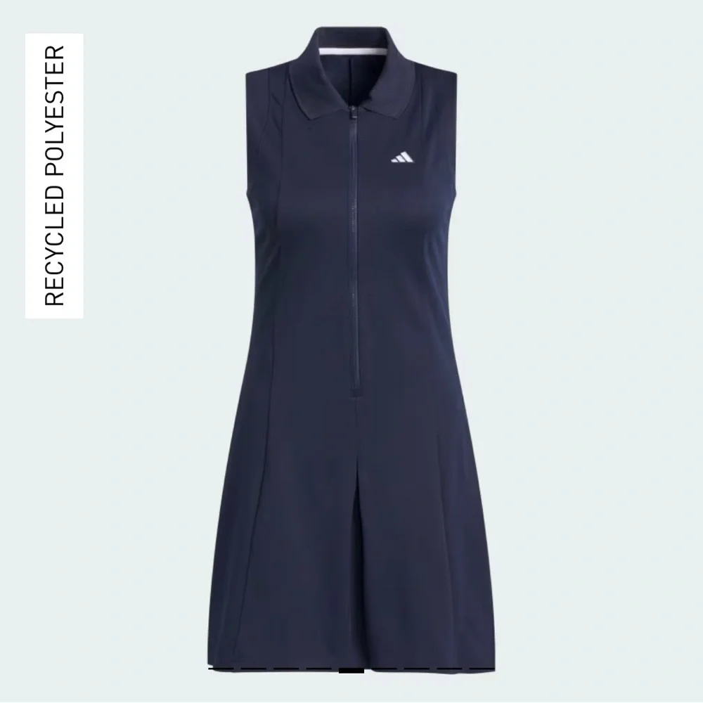 ADIDAS | NWT WOMEN’S GOLF GO-TO TWIST DRESS IN COLLEGIATE NAVY BLUE SMALL